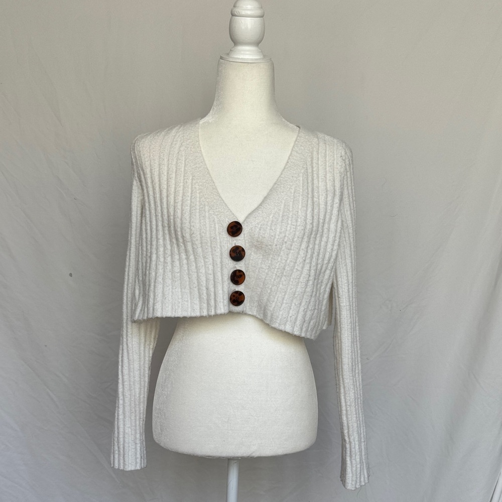 Urban Outfitters Cream Button-Up Cardigan